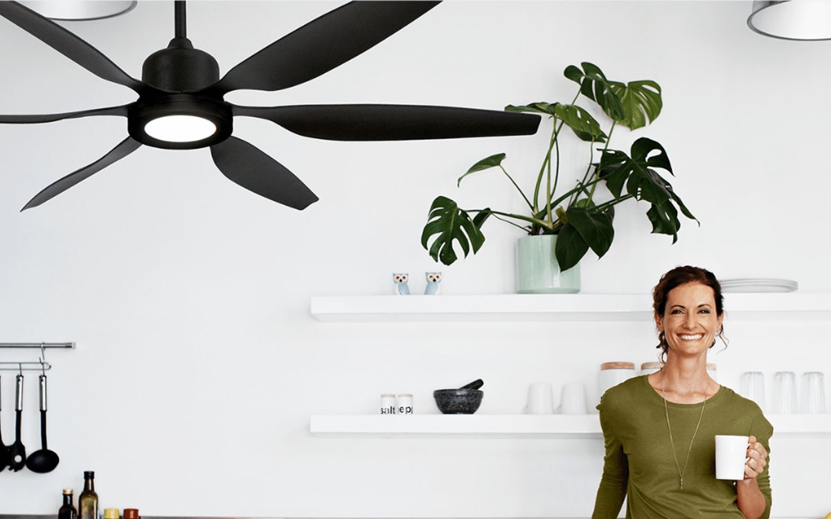 Dan's Fan City ceiling fan installed in a bright kitchen
